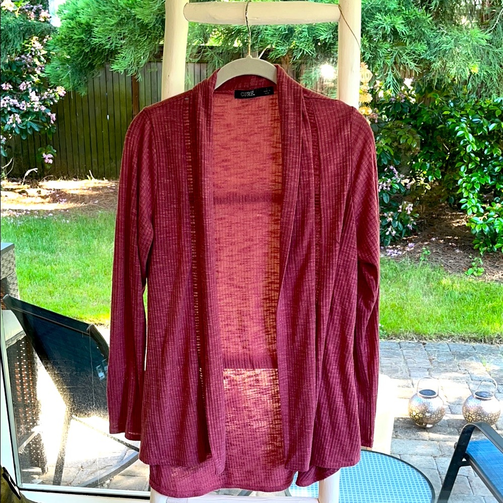 Soft Pink Knit Cardigan Sweater